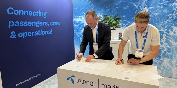 Agreement signed at Seatrade Cruise Global in Miami, April 16, 2026 by Roger Vimme, CCO, Telenor Maritime and Avi Ramú, Chief Revenue Officer, Quvia